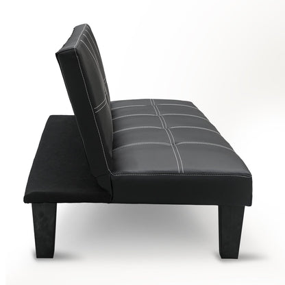 Sarantino 2 Seater Modular Faux Leather Fabric Sofa Bed Couch - Black-Furniture &gt; Sofas-PEROZ Accessories