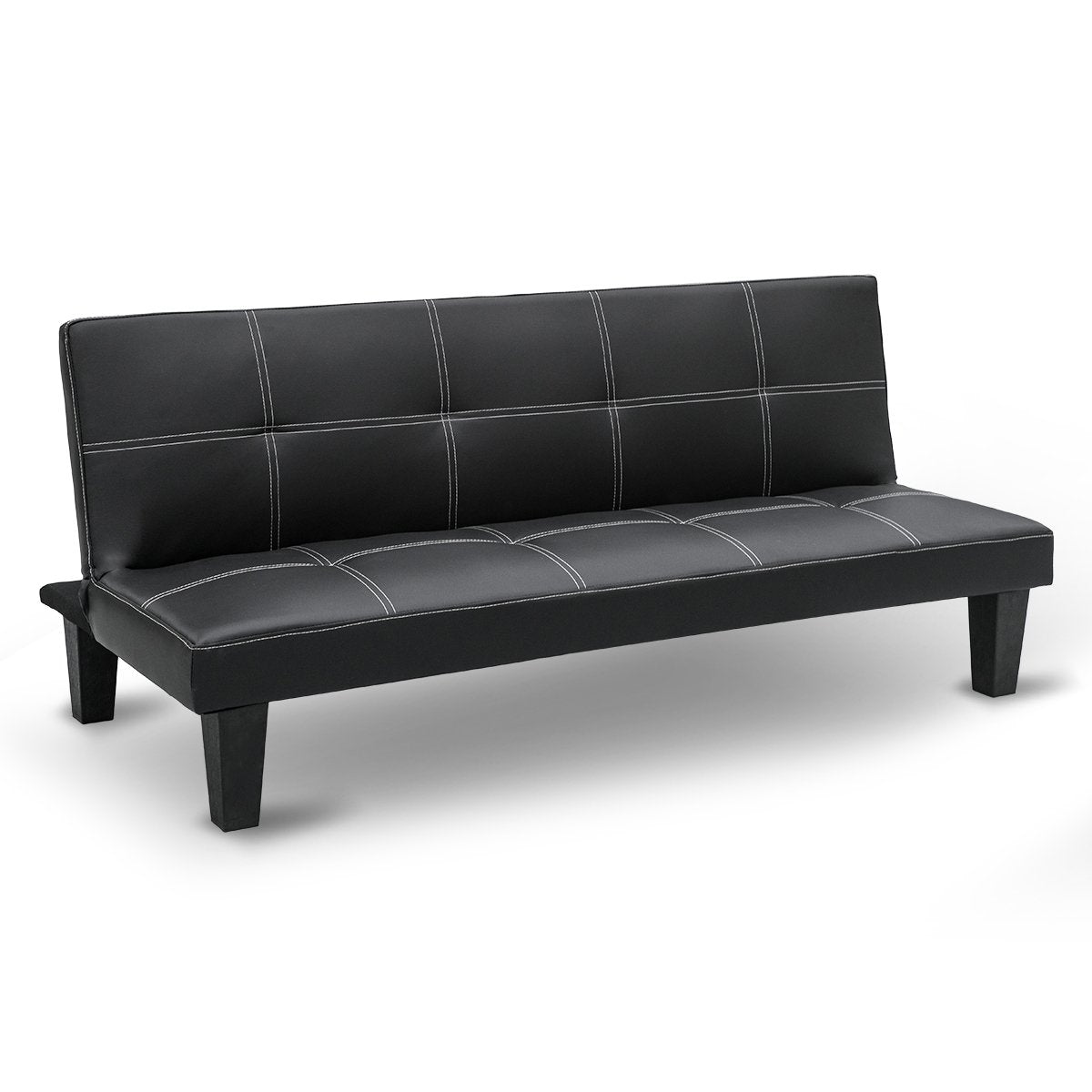 Sarantino 2 Seater Modular Faux Leather Fabric Sofa Bed Couch - Black-Furniture &gt; Sofas-PEROZ Accessories