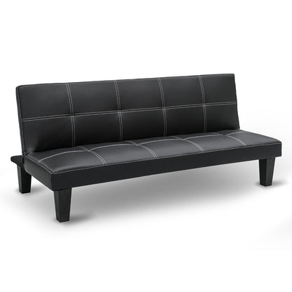 Sarantino 2 Seater Modular Faux Leather Fabric Sofa Bed Couch - Black-Furniture &gt; Sofas-PEROZ Accessories
