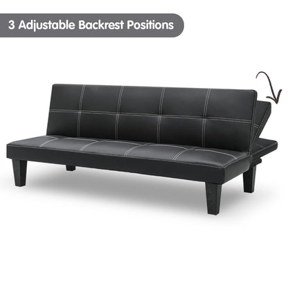 Sarantino 2 Seater Modular Faux Leather Fabric Sofa Bed Couch - Black-Furniture &gt; Sofas-PEROZ Accessories