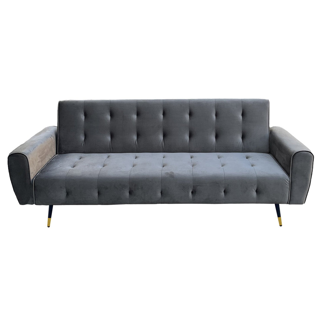 Sarantino Ava 3-seater Tufted Velvet Sofa Bed By Sarantino - Dark Grey-Furniture &gt; Sofas-PEROZ Accessories