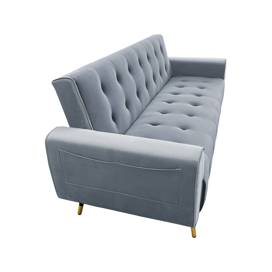 Sarantino Ava 3-seater Tufted Velvet Sofa Bed By Sarantino - Light Grey-Furniture &gt; Sofas-PEROZ Accessories