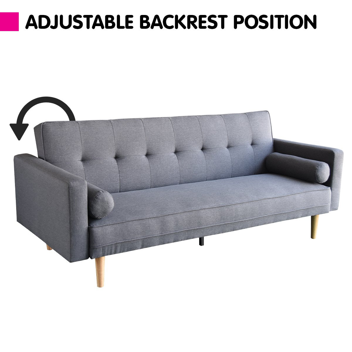 Sarantino Madison Sofa Bed Lounge Couch Futon Furniture Home Dark Grey Linen Suite-Furniture &gt; Sofas-PEROZ Accessories