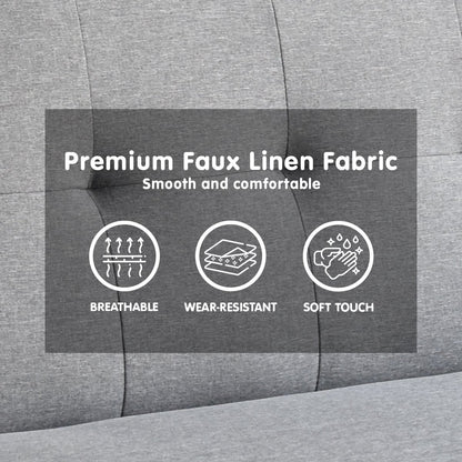 Sarantino Madison Sofa Bed Lounge Couch Futon Furniture Home Light Grey Linen Suite-Furniture &gt; Sofas-PEROZ Accessories