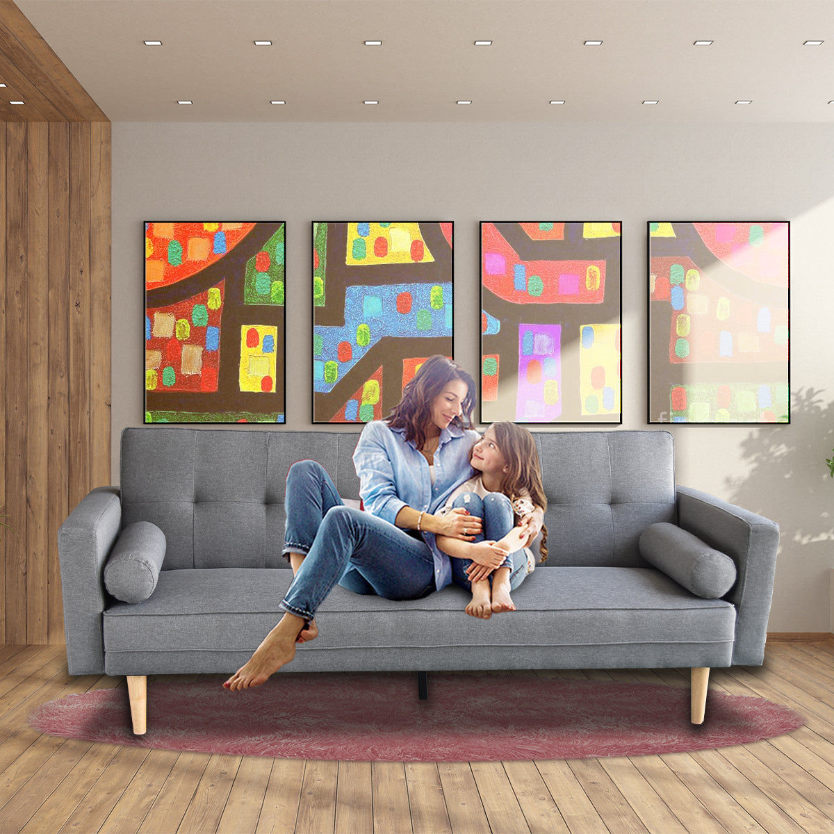 Sarantino Madison Sofa Bed Lounge Couch Futon Furniture Home Light Grey Linen Suite-Furniture &gt; Sofas-PEROZ Accessories