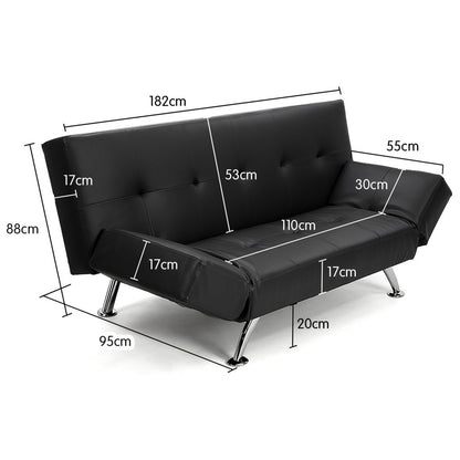 Sarantino Brooklyn Sofa Bed Faux Leather Lounge Couch Futon Furniture Adjustable Suite Bk-Furniture &gt; Sofas-PEROZ Accessories