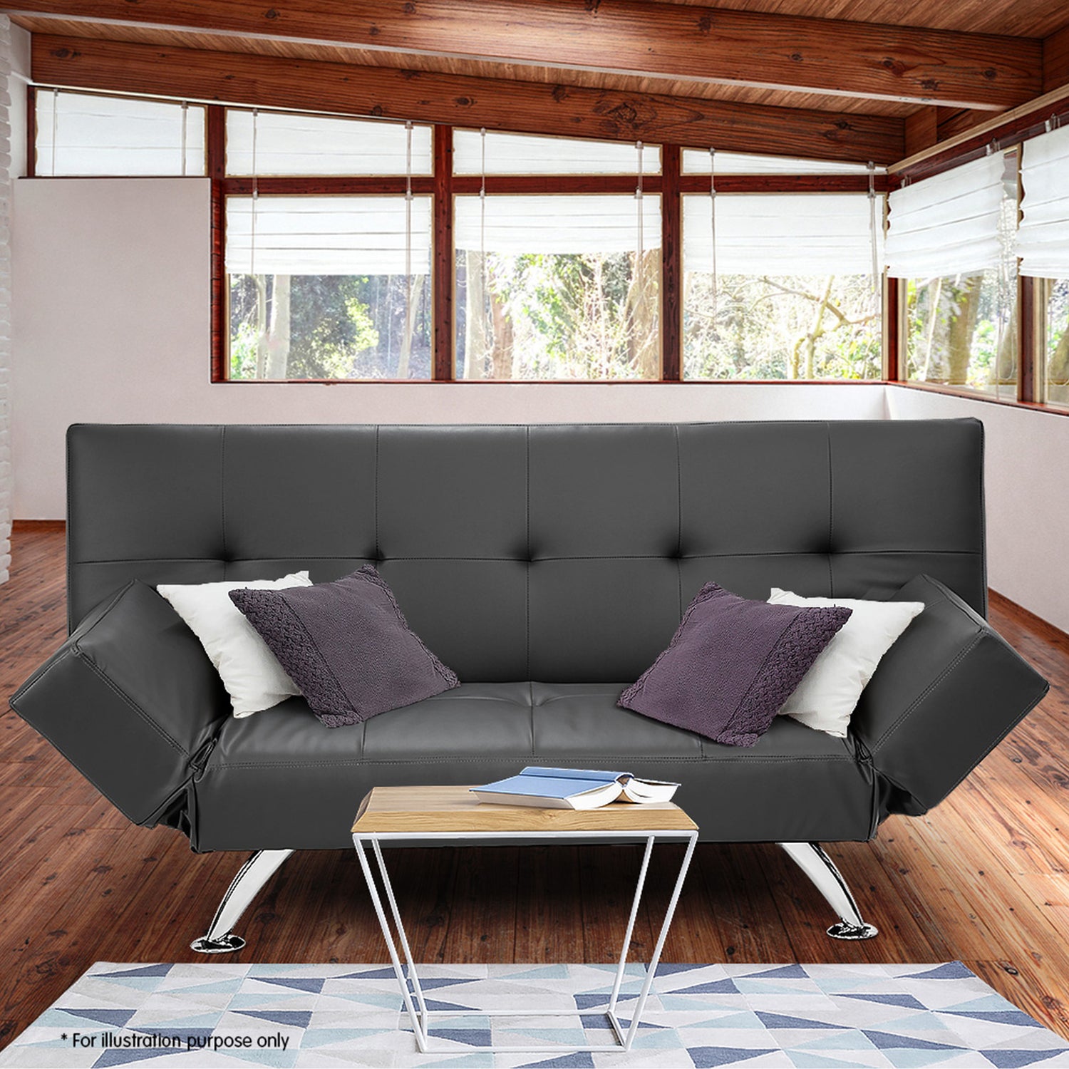 Sarantino Brooklyn Sofa Bed Lounge Faux Leather Couch Futon Furniture Adjustable Suite Gr-Furniture &gt; Sofas-PEROZ Accessories
