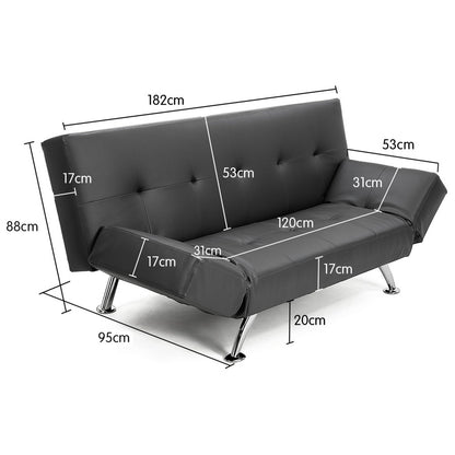 Sarantino Brooklyn Sofa Bed Lounge Faux Leather Couch Futon Furniture Adjustable Suite Gr-Furniture &gt; Sofas-PEROZ Accessories