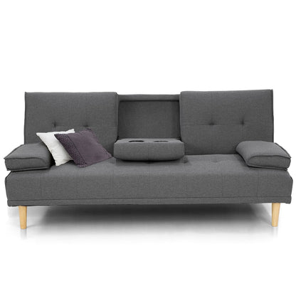 Sarantino Rochester Linen Fabric Sofa Bed Lounge Couch Futon Furniture Suite - Dark Grey-Furniture &gt; Sofas-PEROZ Accessories