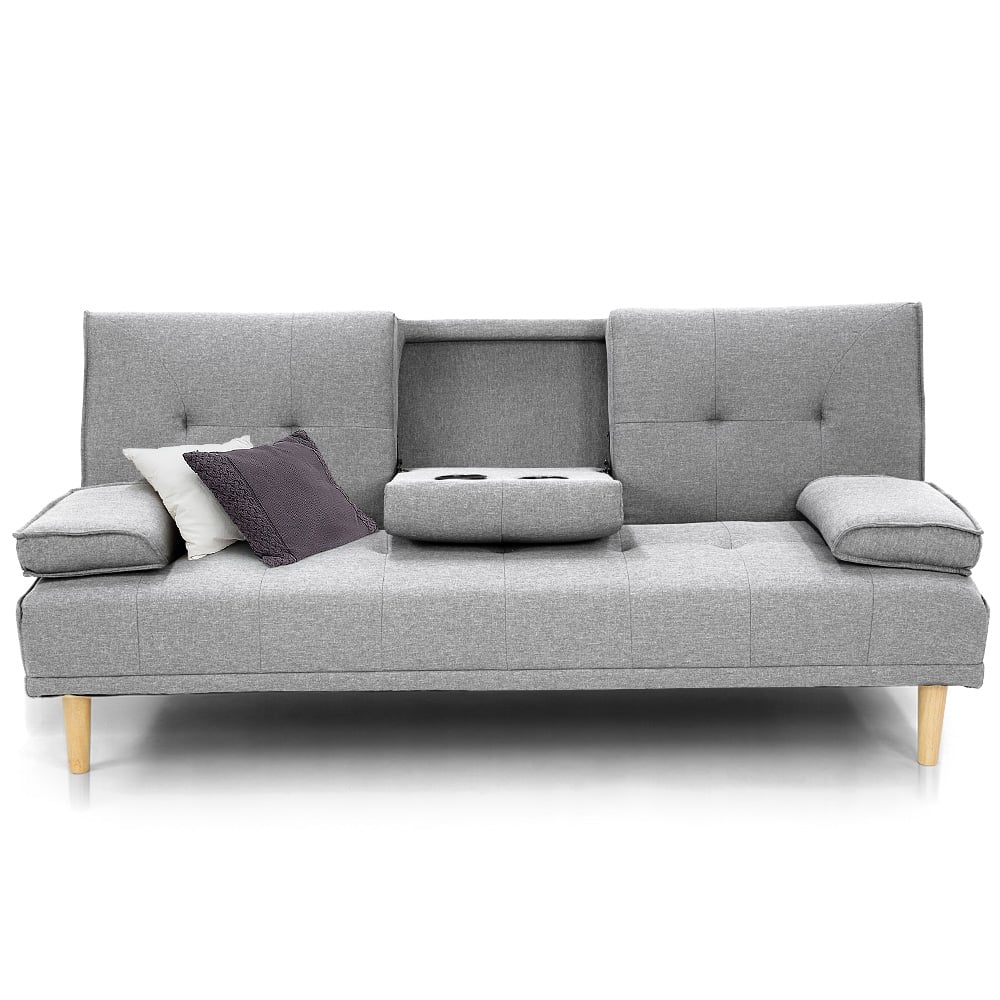 Sarantino Rochester Linen Fabric Sofa Bed Lounge Couch Futon Furniture Suite - Light Grey-Furniture > Sofas-PEROZ Accessories