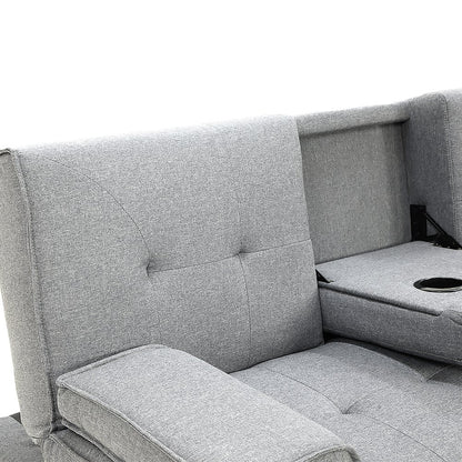 Sarantino Rochester Linen Fabric Sofa Bed Lounge Couch Futon Furniture Suite - Light Grey-Furniture &gt; Sofas-PEROZ Accessories