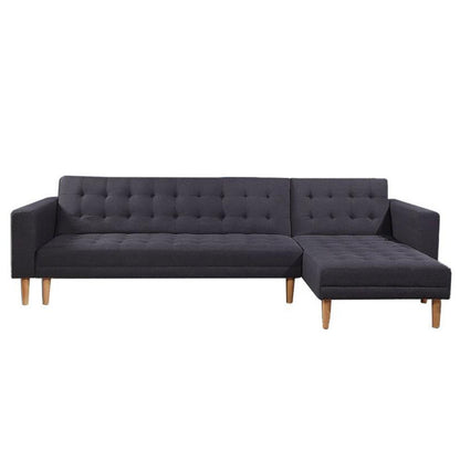 Sarantino Linen Fabric Corner Sofa Bed Couch Lounge With Chaise Furniture - Dark Grey-Furniture &gt; Sofas-PEROZ Accessories