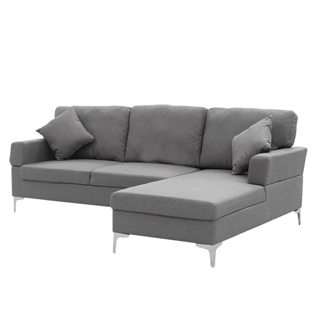 Sarantino 3 Seater Linen Sofa Lounge Left Side Chaise Couch Furniture Dark Grey L-shaped-Furniture &gt; Sofas-PEROZ Accessories