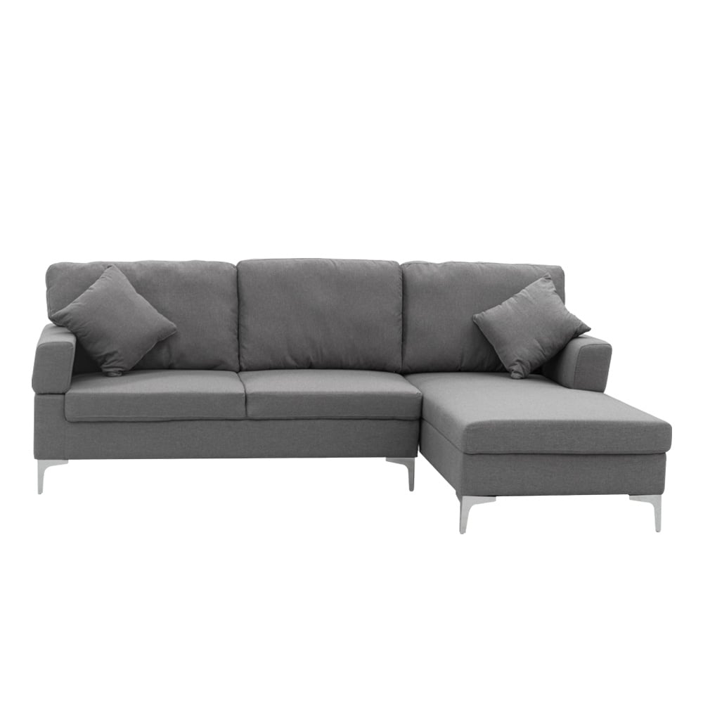 Sarantino 3 Seater Linen Sofa Lounge Left Side Chaise Couch Furniture Dark Grey L-shaped-Furniture &gt; Sofas-PEROZ Accessories