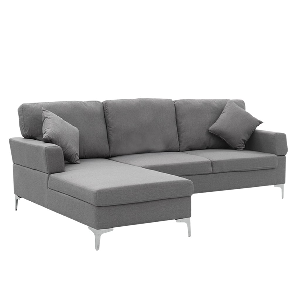 Sarantino Linen Corner Sofa Couch Lounge L-shape W/right Chaise Seat Dark Grey-Furniture &gt; Sofas-PEROZ Accessories
