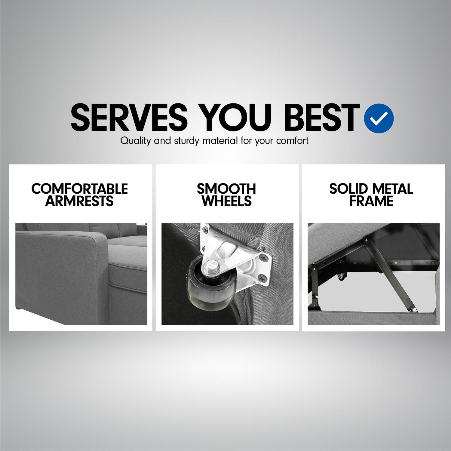 Sarantino3-seater Corner Sofa Bed With Storage Lounge Chaise Couch - Light Grey-Furniture &gt; Sofas-PEROZ Accessories