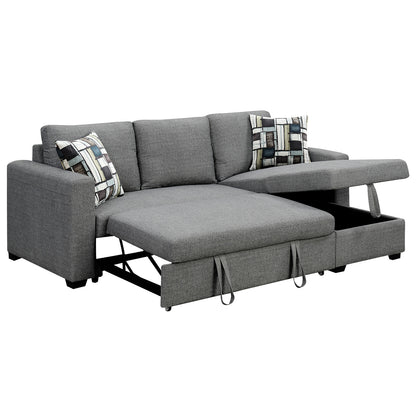 Sarantino Fontana Pullout Sofa Bed with Storage Chaise Lounge - Grey-Furniture &gt; Sofas-PEROZ Accessories