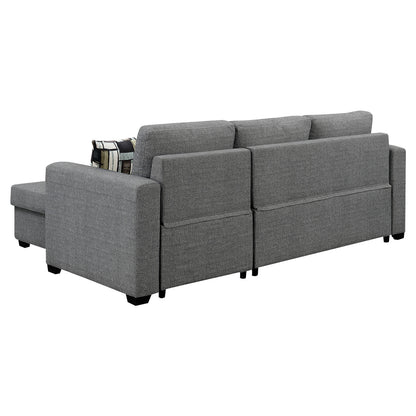 Sarantino Fontana Pullout Sofa Bed with Storage Chaise Lounge - Grey-Furniture &gt; Sofas-PEROZ Accessories