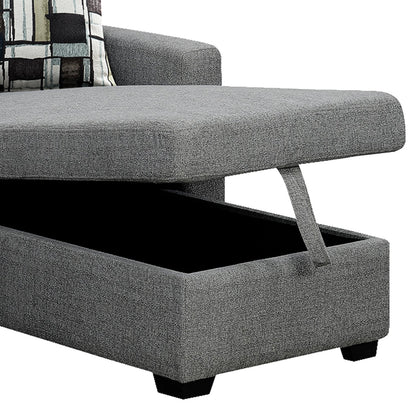 Sarantino Fontana Pullout Sofa Bed with Storage Chaise Lounge - Grey-Furniture &gt; Sofas-PEROZ Accessories