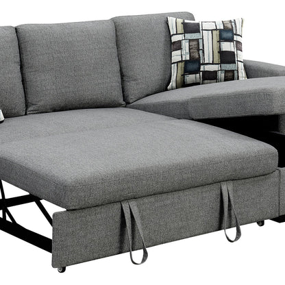 Sarantino Fontana Pullout Sofa Bed with Storage Chaise Lounge - Grey-Furniture &gt; Sofas-PEROZ Accessories