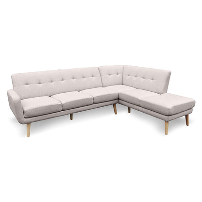 Sarantino Faux Linen Corner Sofa Lounge L-shaped Chaise Light Grey-Furniture &gt; Sofas-PEROZ Accessories