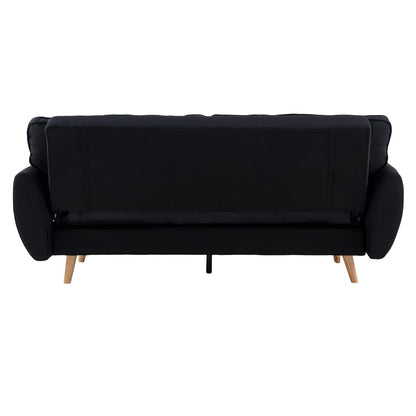 Sarantino 3 Seater Modular Linen Fabric Sofa Bed Couch Futon Suite - Black-Furniture &gt; Sofas-PEROZ Accessories