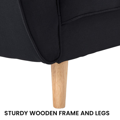 Sarantino 3 Seater Modular Linen Fabric Sofa Bed Couch Futon Suite - Black-Furniture &gt; Sofas-PEROZ Accessories