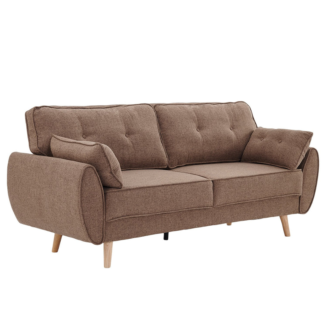 Sarantino 3 Seater Modular Linen Fabric Sofa Bed Couch Futon Suite - Brown-Furniture &gt; Sofas-PEROZ Accessories