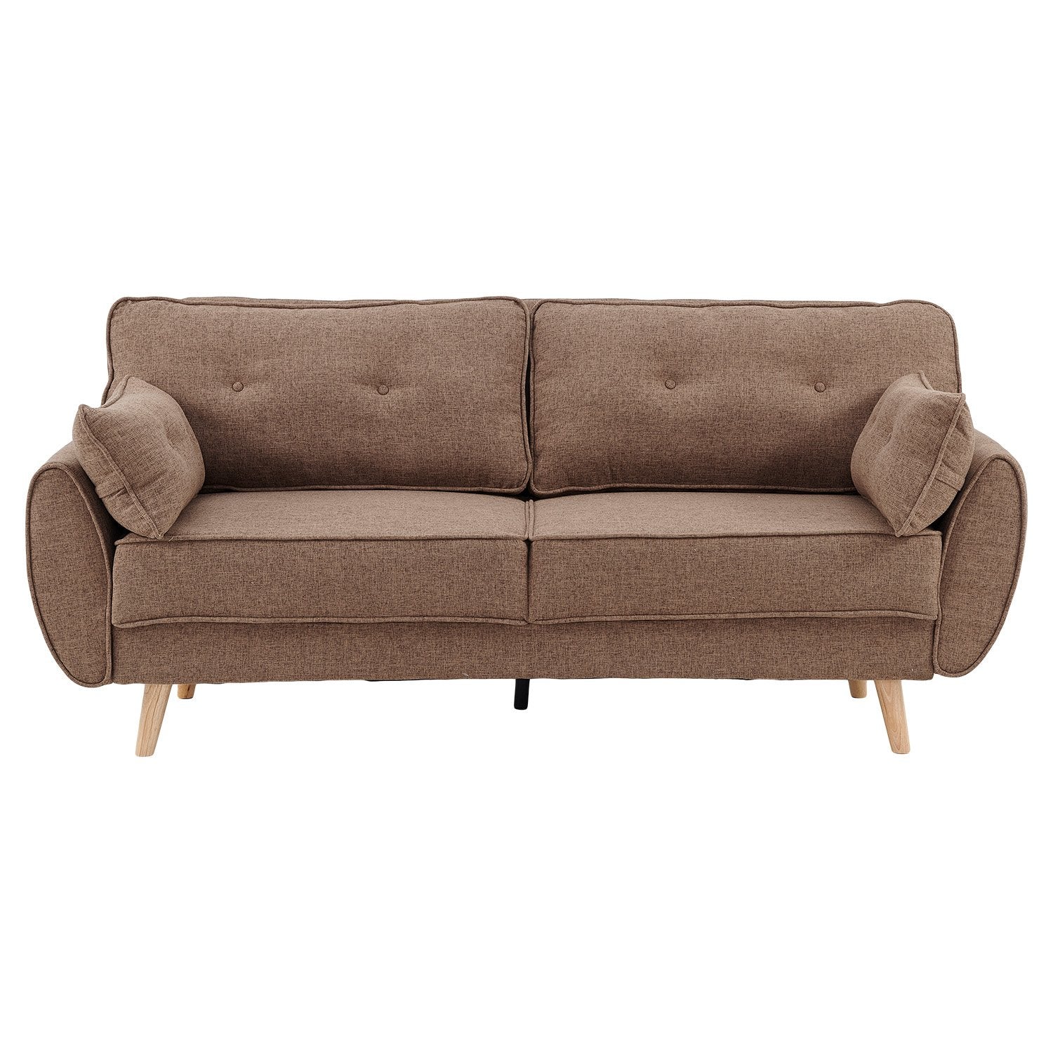 Sarantino 3 Seater Modular Linen Fabric Sofa Bed Couch Futon Suite - Brown-Furniture &gt; Sofas-PEROZ Accessories