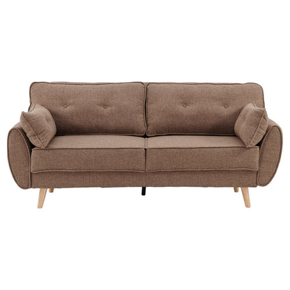 Sarantino 3 Seater Modular Linen Fabric Sofa Bed Couch Futon Suite - Brown-Furniture &gt; Sofas-PEROZ Accessories