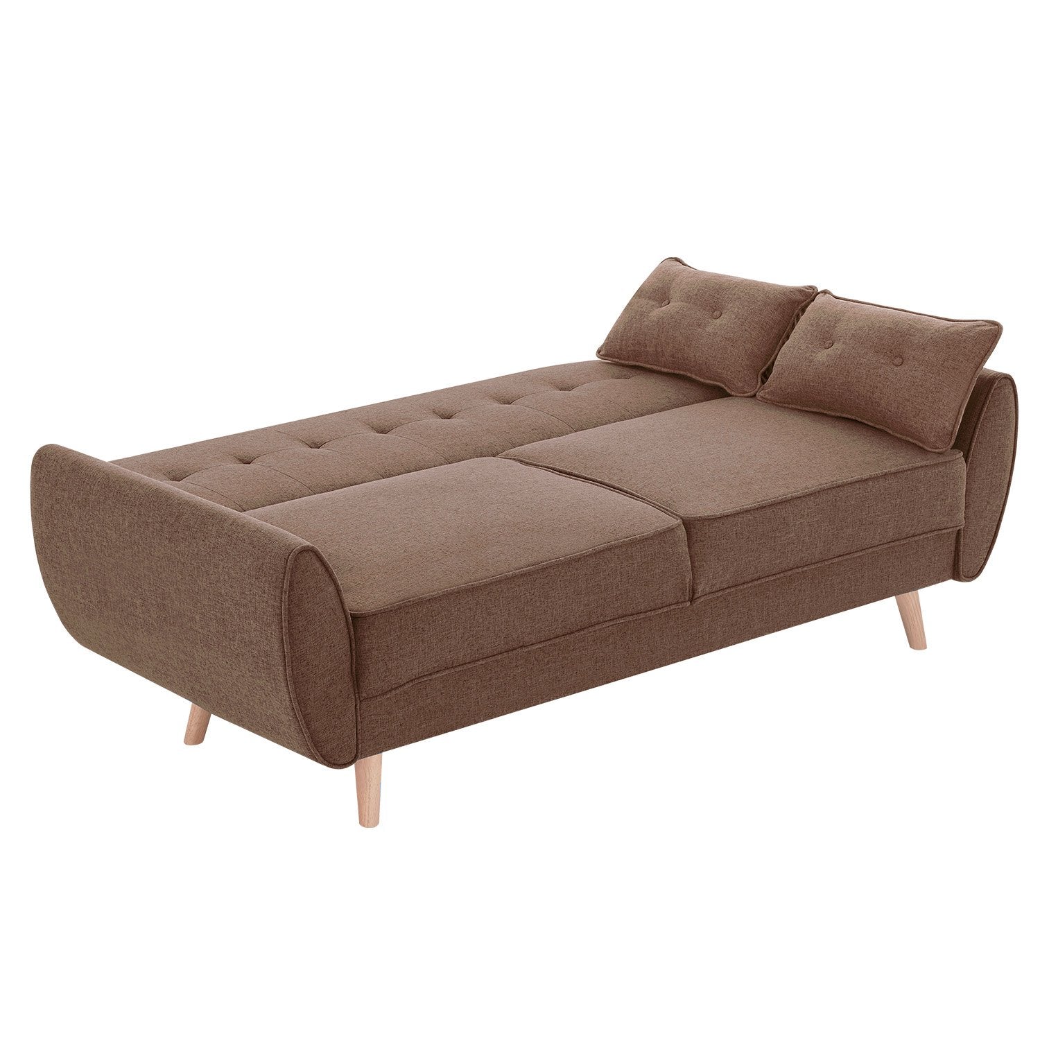 Sarantino 3 Seater Modular Linen Fabric Sofa Bed Couch Futon Suite - Brown-Furniture &gt; Sofas-PEROZ Accessories