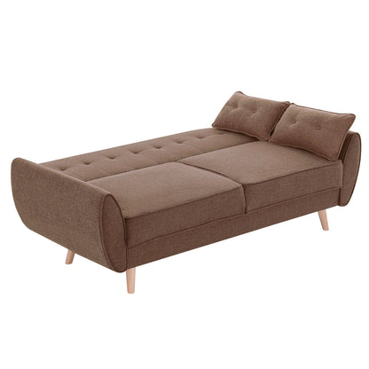 Sarantino 3 Seater Modular Linen Fabric Sofa Bed Couch Futon Suite - Brown-Furniture &gt; Sofas-PEROZ Accessories