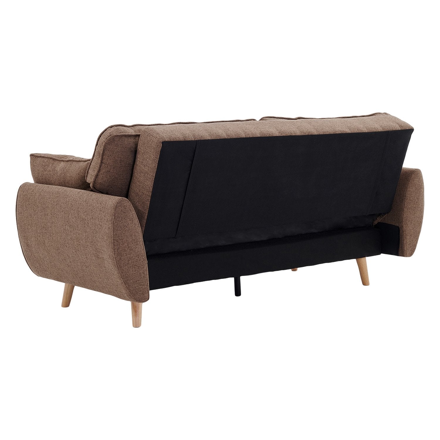 Sarantino 3 Seater Modular Linen Fabric Sofa Bed Couch Futon Suite - Brown-Furniture &gt; Sofas-PEROZ Accessories