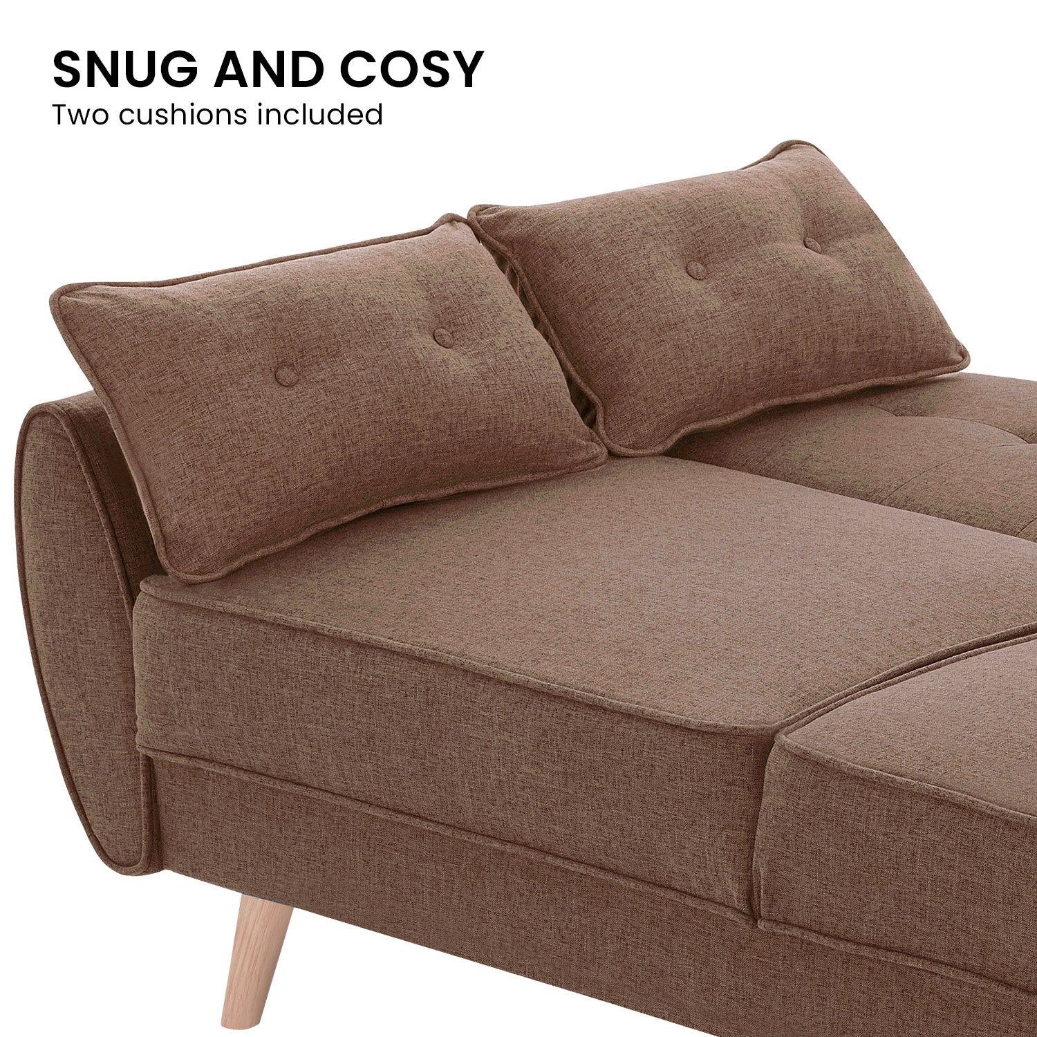 Sarantino 3 Seater Modular Linen Fabric Sofa Bed Couch Futon Suite - Brown-Furniture &gt; Sofas-PEROZ Accessories