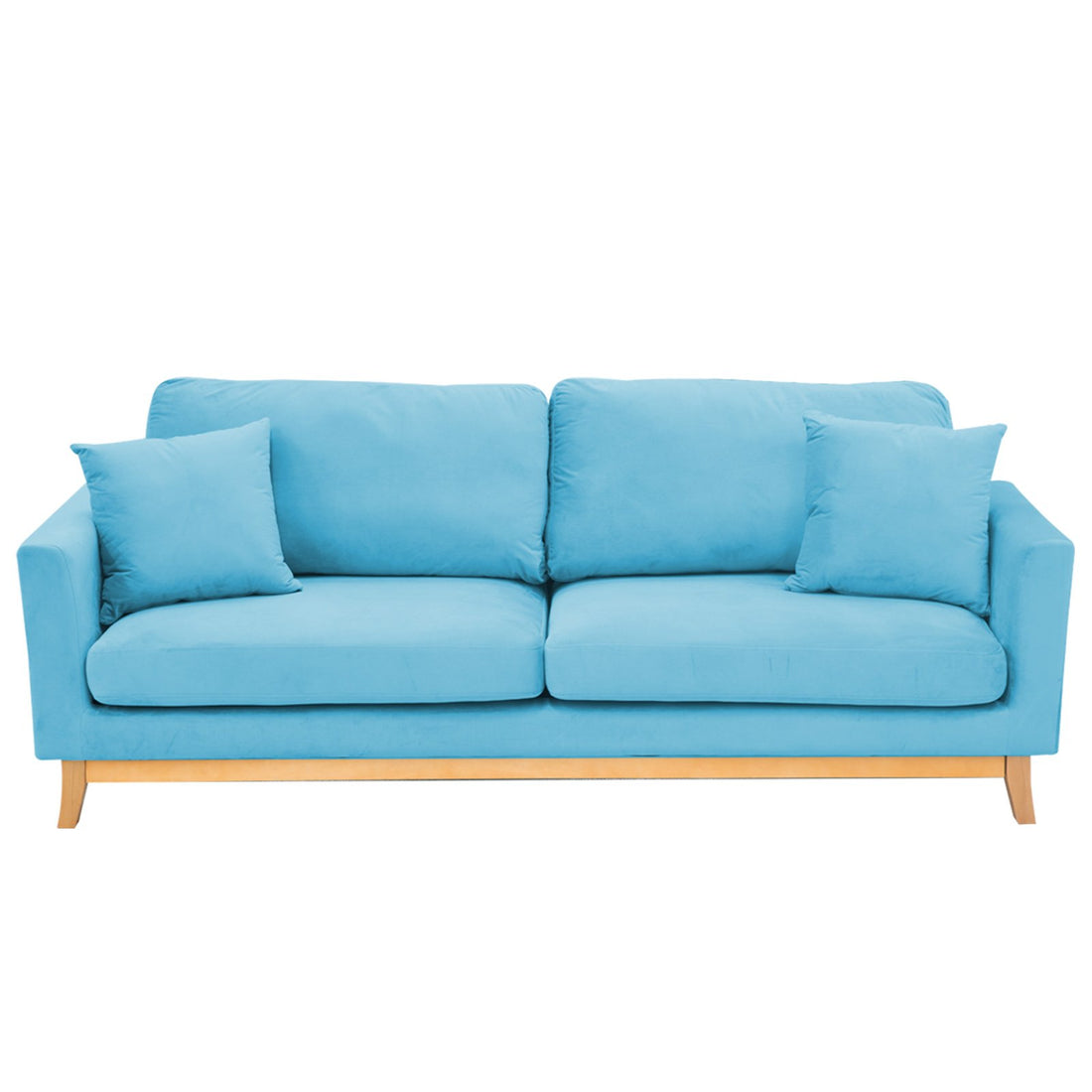 Sarantino 3 Seater Faux Velvet Wooden Sofa Bed Couch Furniture - Blue-Furniture > Sofas-PEROZ Accessories