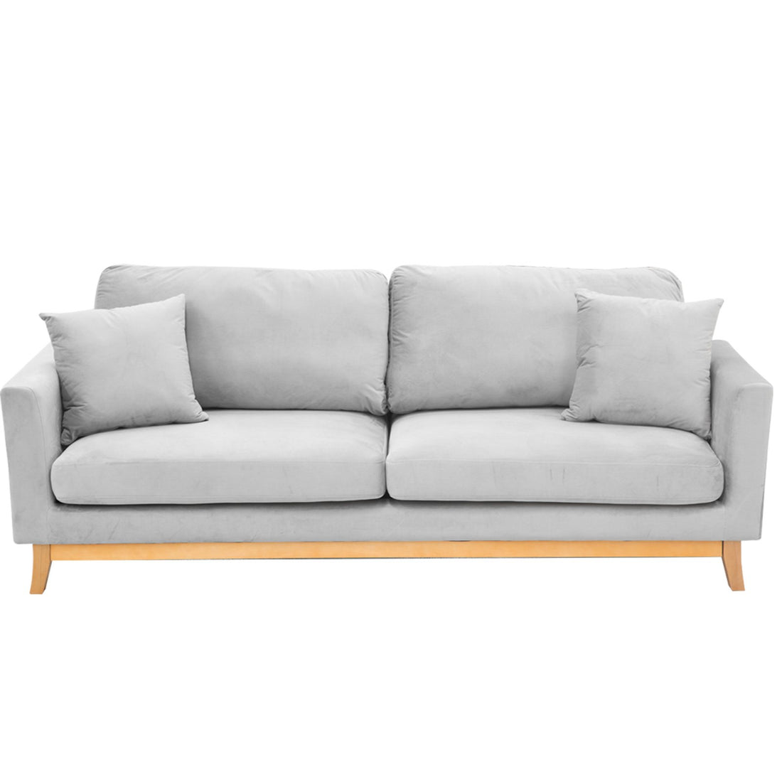 Sarantino 3 Seater Faux Velvet Sofa Bed Couch Furniture Light Grey-Furniture &gt; Sofas-PEROZ Accessories