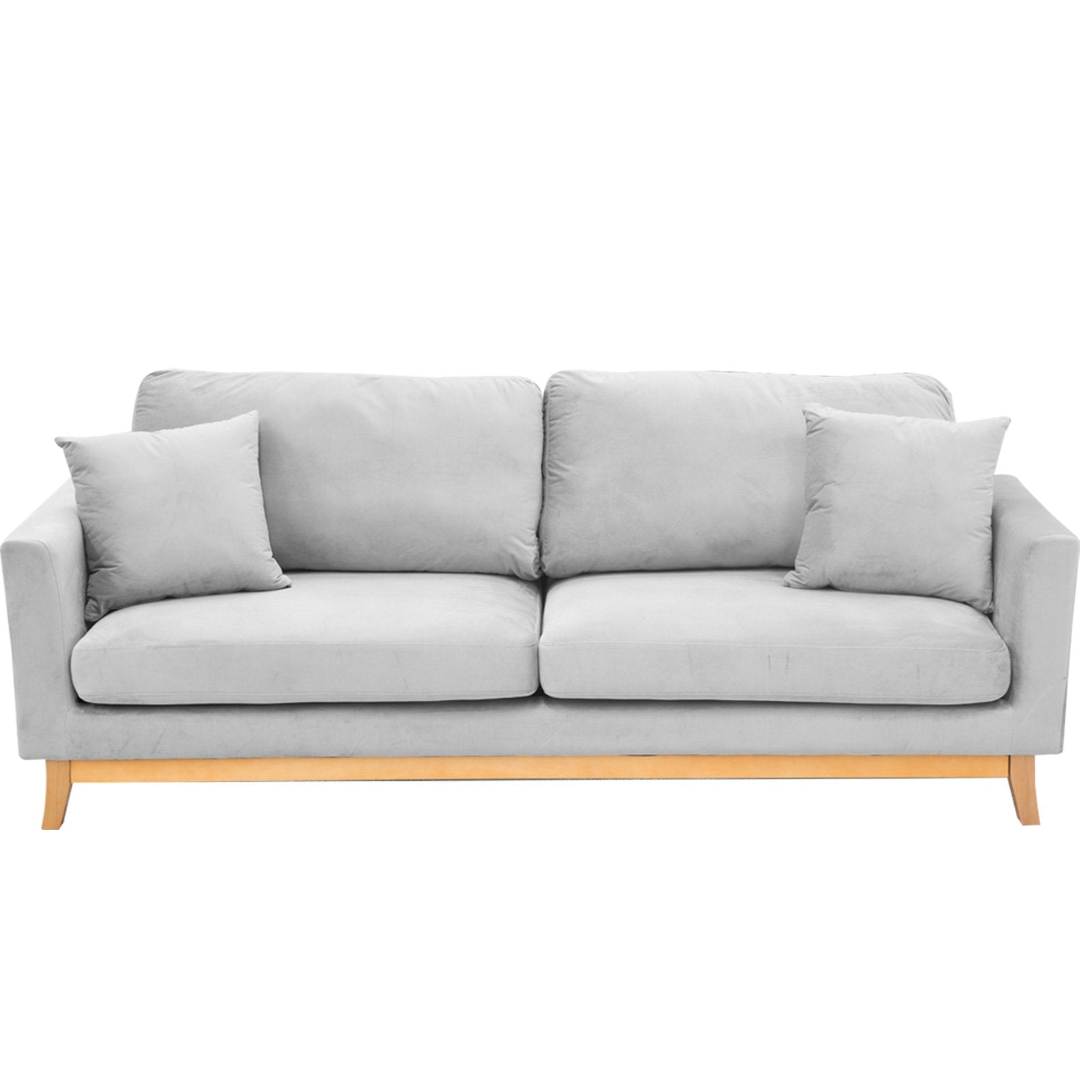 Sarantino 3 Seater Faux Velvet Sofa Bed Couch Furniture Light Grey-Furniture &gt; Sofas-PEROZ Accessories