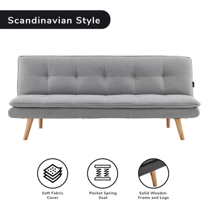 Sarantino 3 Seater Linen Couch Sofa Bed Lounge Futon - Light Grey-Furniture &gt; Sofas-PEROZ Accessories