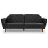 Sarantino Faux Velvet Tufted Sofa Bed Couch Futon - Black-Furniture > Sofas-PEROZ Accessories