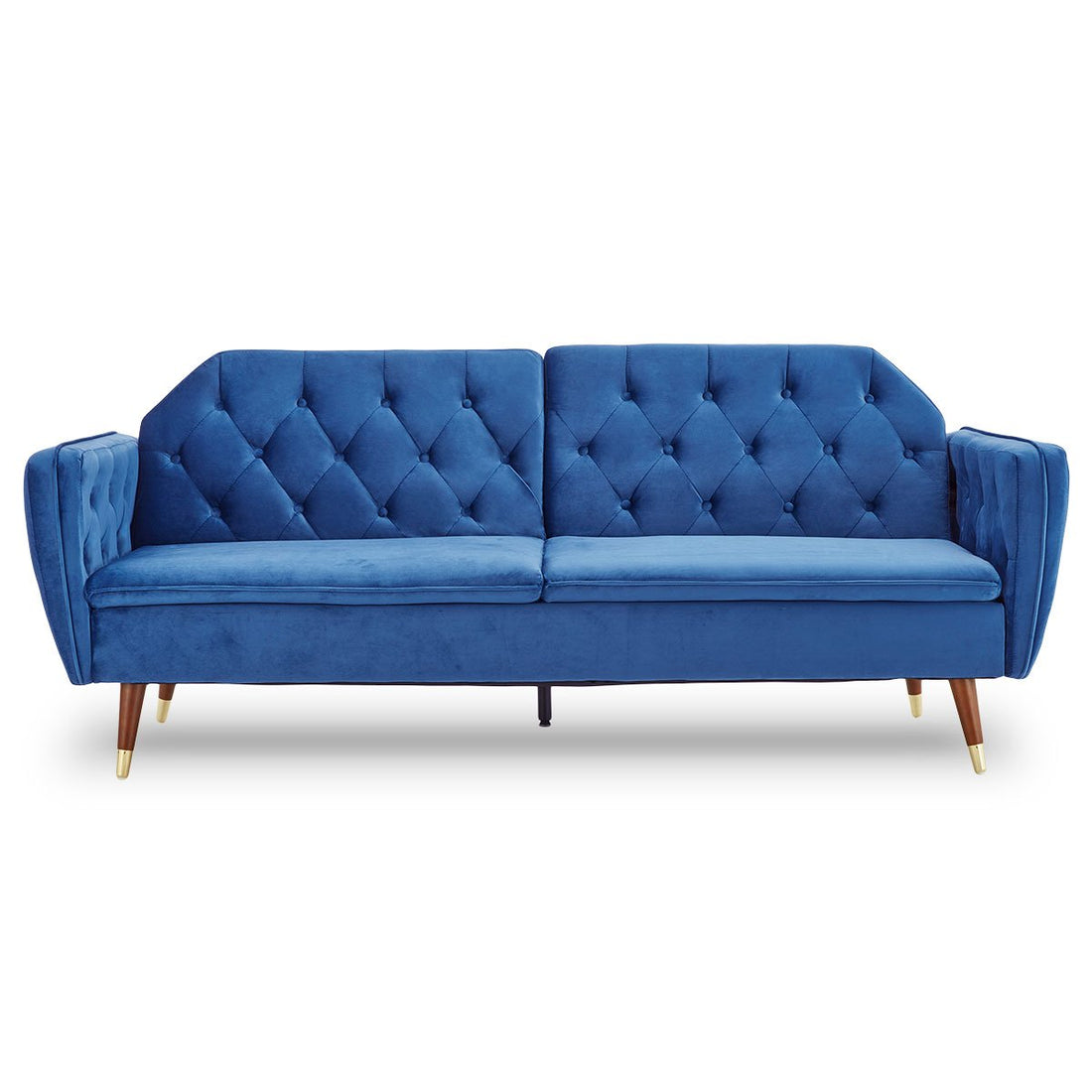 Sarantino Faux Velvet Sofa Bed Couch Furniture Lounge Suite Futon Blue-Furniture > Sofas-PEROZ Accessories