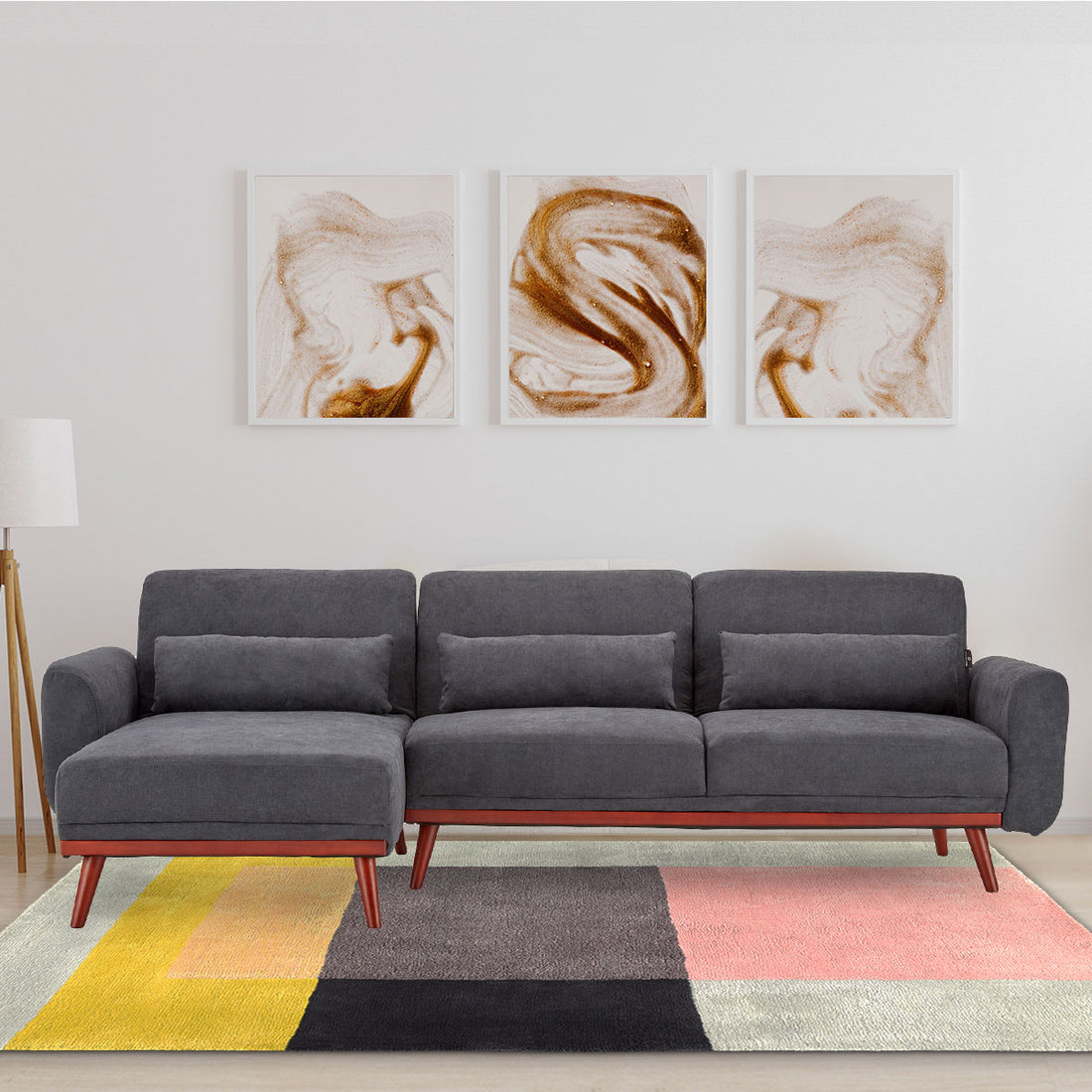 Sarantino Faux Velvet Sofa Bed Couch Lounge Chaise Cushions Dark Grey-Furniture &gt; Sofas-PEROZ Accessories