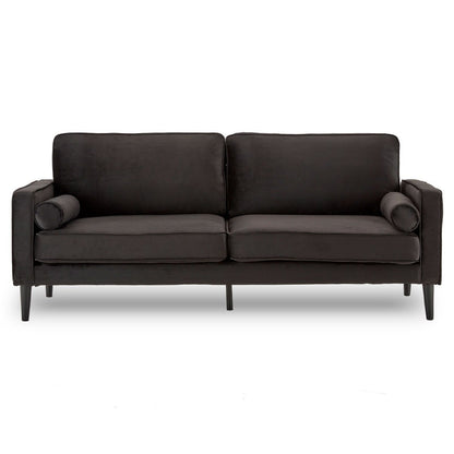 Sarantino Faux Velvet Sofa Bed Couch Furniture Lounge Suite - Black-Furniture &gt; Sofas-PEROZ Accessories