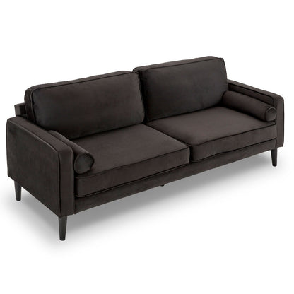 Sarantino Faux Velvet Sofa Bed Couch Furniture Lounge Suite - Black-Furniture &gt; Sofas-PEROZ Accessories