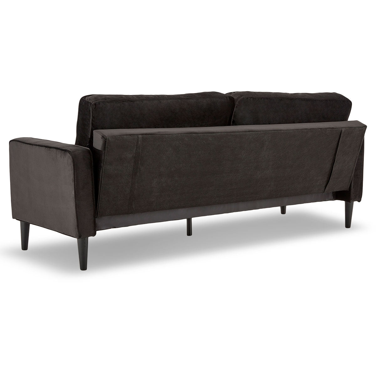 Sarantino Faux Velvet Sofa Bed Couch Furniture Lounge Suite - Black-Furniture &gt; Sofas-PEROZ Accessories
