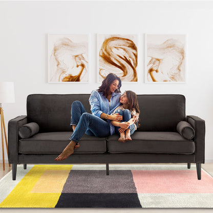 Sarantino Faux Velvet Sofa Bed Couch Furniture Lounge Suite - Black-Furniture &gt; Sofas-PEROZ Accessories