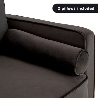 Sarantino Faux Velvet Sofa Bed Couch Furniture Lounge Suite - Black-Furniture &gt; Sofas-PEROZ Accessories
