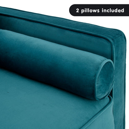 Sarantino Faux Velvet Sofa Bed Couch Furniture Lounge Suite Seat Blue-Furniture &gt; Sofas-PEROZ Accessories