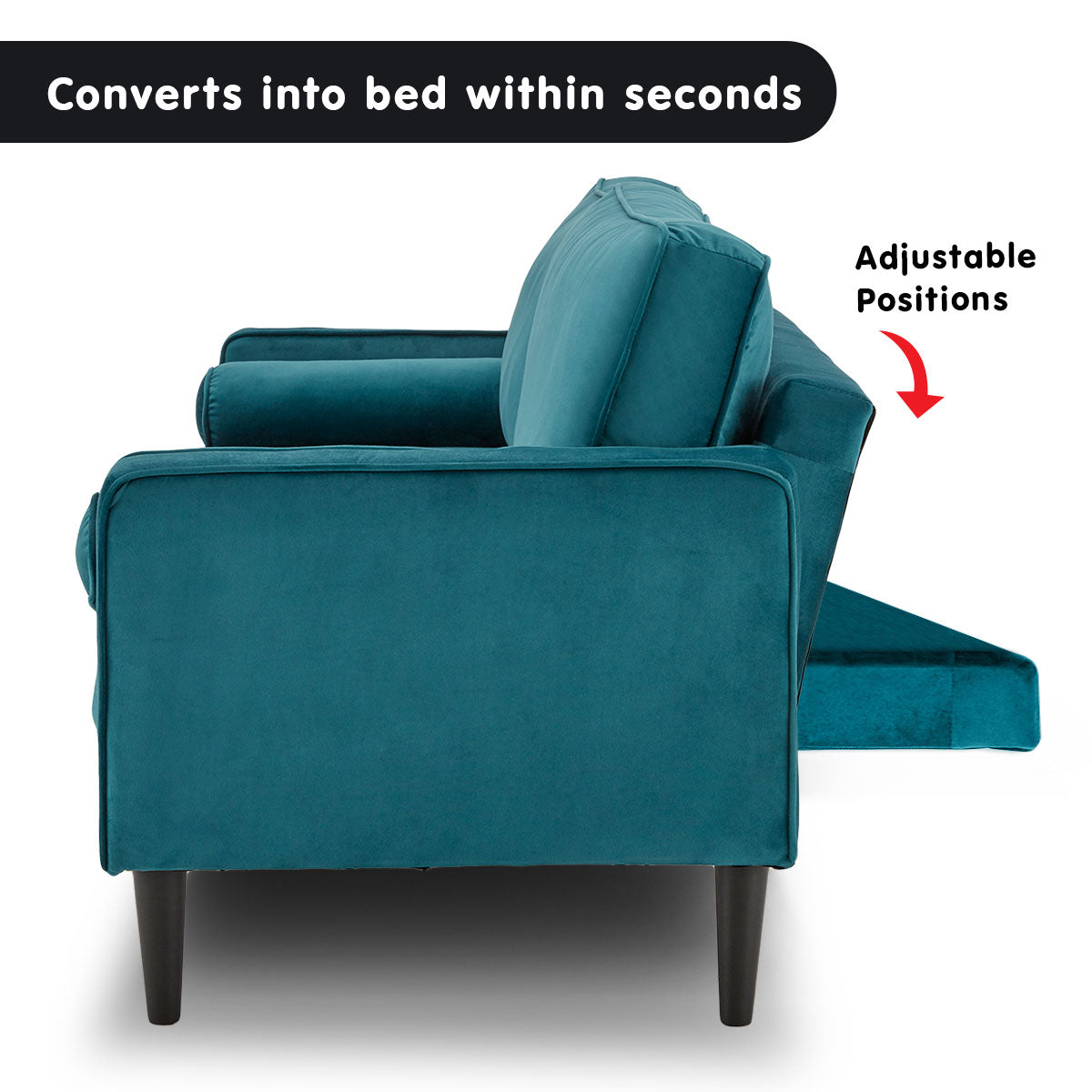 Sarantino Faux Velvet Sofa Bed Couch Furniture Lounge Suite Seat Blue-Furniture &gt; Sofas-PEROZ Accessories