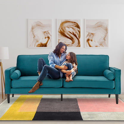 Sarantino Faux Velvet Sofa Bed Couch Furniture Lounge Suite Seat Blue-Furniture &gt; Sofas-PEROZ Accessories
