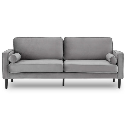 Sarantino Faux Velvet Sofa Bed Couch Furniture Lounge Suite Seat Grey-Furniture &gt; Sofas-PEROZ Accessories